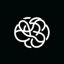 A leader's thoughts logo, a brain white in a black background